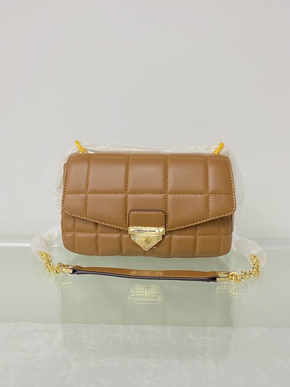 Michael Kors Soho Small Quilted Shoulder Bag in Caramel Leather with Gold Chain