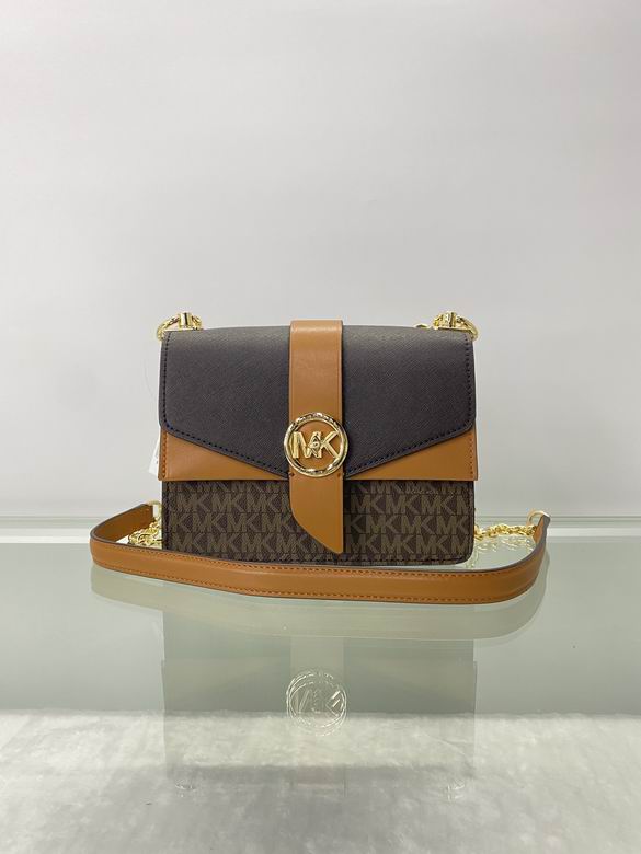 Michael Kors Greenwich Small Crossbody Bag in Brown MK Logo and Tan