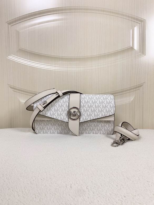 Michael Kors Greenwich Flap Crossbody Bag in White MK Signature Logo