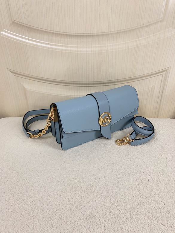 Michael Kors Greenwich Flap Shoulder Bag in Light Blue Saffiano Leather
