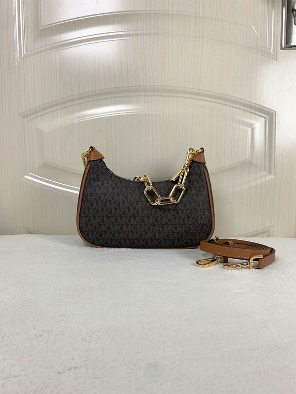 Michael Kors Cora Small Zip Pouchette Shoulder Bag in Brown Signature Logo