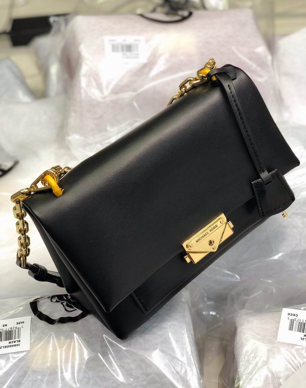 Michael Kors Cece Medium Chain Shoulder Bag in Black Leather