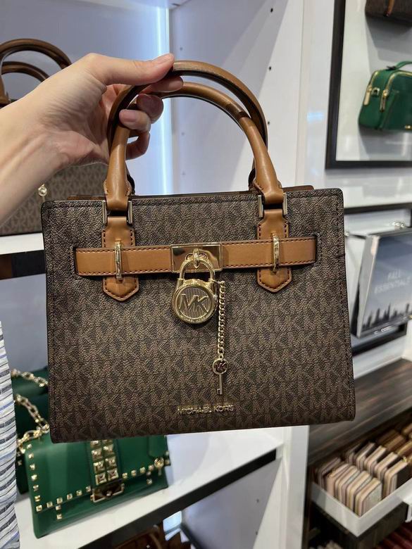 Michael Kors Hamilton Small Top-Handle Satchel in Brown MK Signature Logo