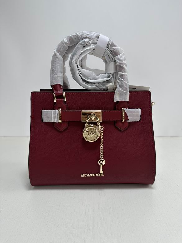 Michael Kors Hamilton Small Satchel with Padlock Charm in Burgundy Leather