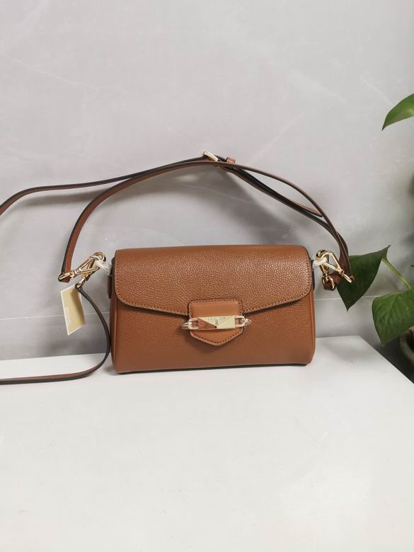 Michael Kors Bradshaw Small Flap Crossbody Bag in Luggage Brown Pebbled Leather