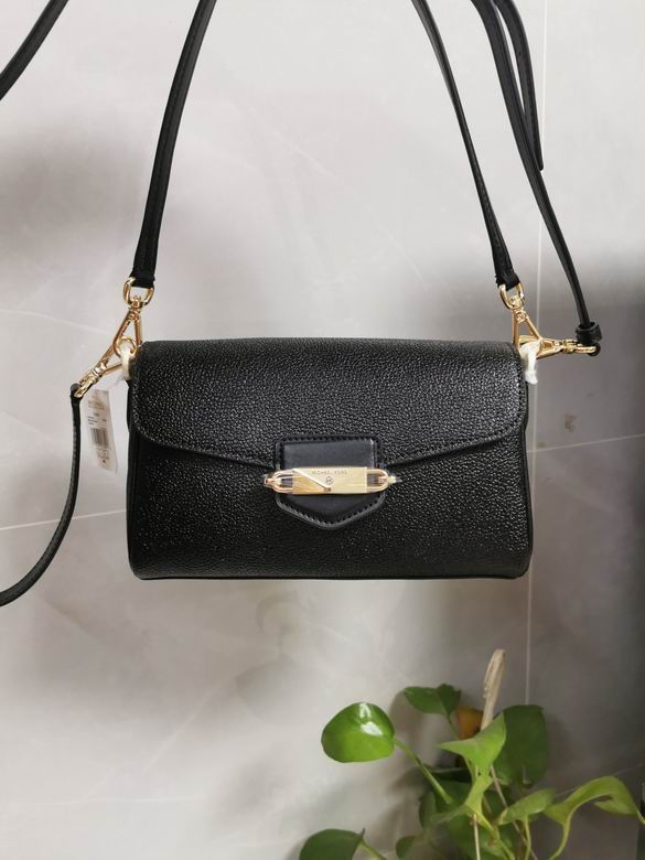 Michael Kors Bradshaw Flap Crossbody Bag in Black Pebbled Leather