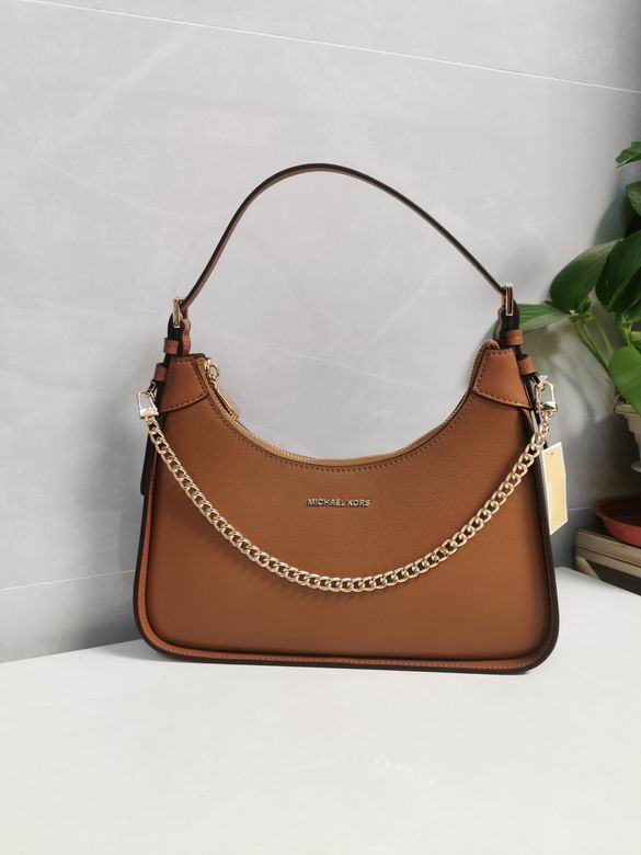 Michael Kors Wilma Medium Shoulder Bag with Chain Detail in Luggage Brown Leather