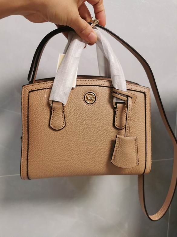 Michael Kors Chantal Extra-Small Satchel Crossbody Bag in Camel Pebbled Leather