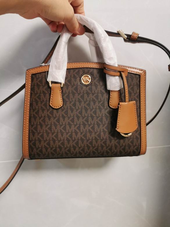 Michael Kors Chantal XS Satchel Crossbody in Brown Signature Logo with Tan Trim