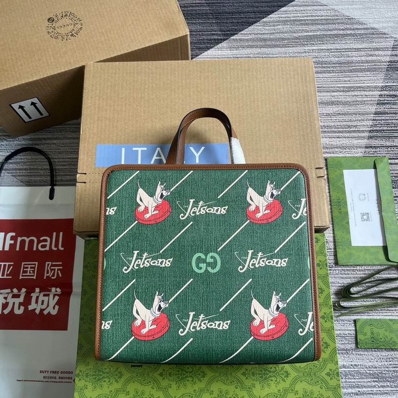 Gucci Children's The Jetsons Print Tote Bag in Green GG Supreme Canvas