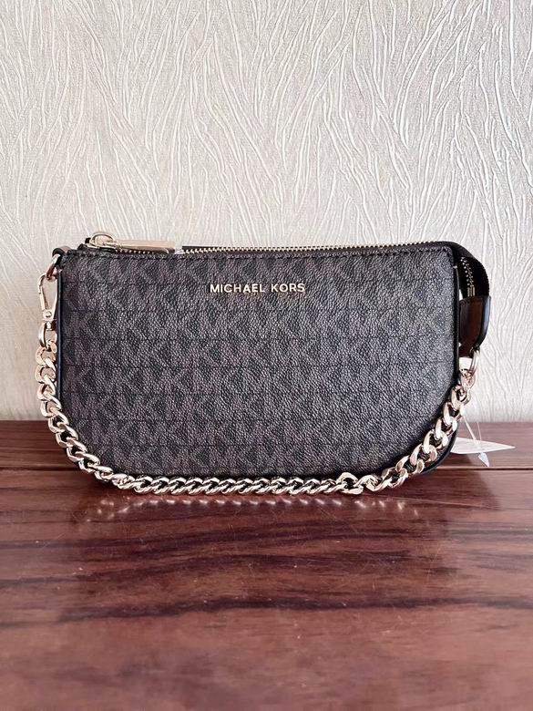 Michael Kors Jet Set Small Chain Pouch Shoulder Bag in Black Logo Print
