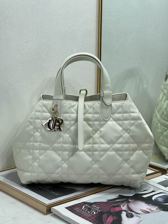 Christian Dior Dior Toujours Small Tote Bag in White Macrocannage Leather