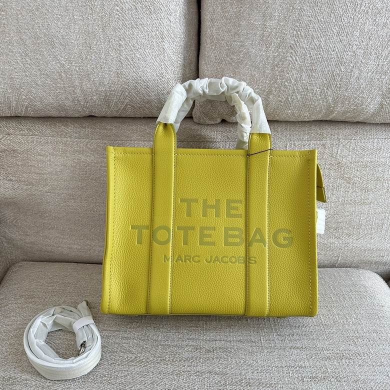Marc Jacobs The Leather Medium Tote Bag in Chartreuse Yellow Grained Leather