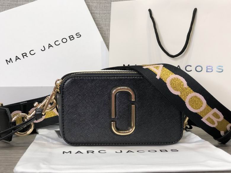 Marc Jacobs Snapshot Camera Crossbody Bag in Black with Logo Webbing Strap
