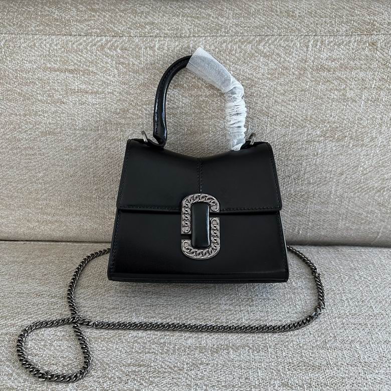 Marc Jacobs The St. Marc Mini Top-Handle Bag in Black Leather with Chain Strap