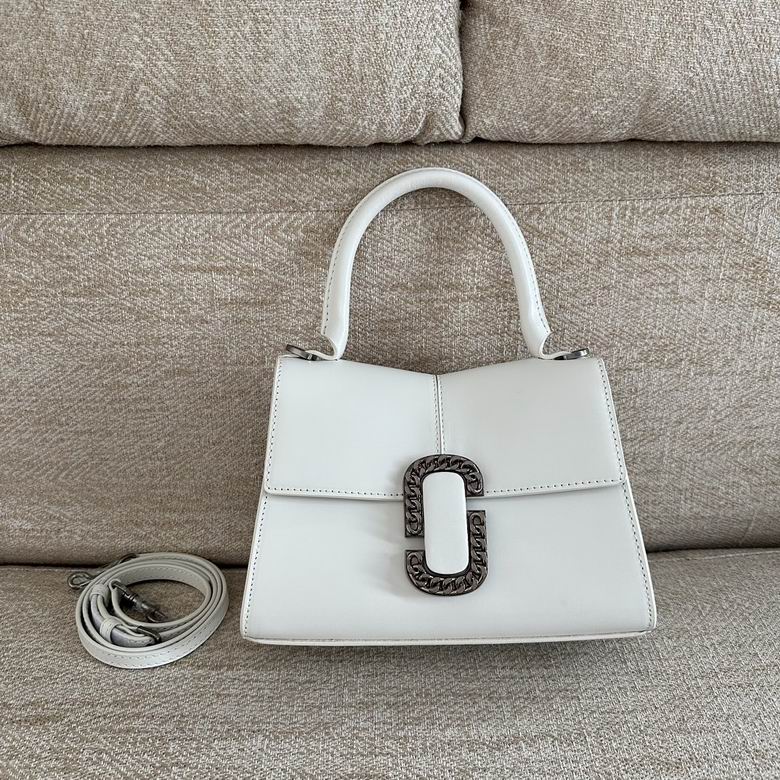 Marc Jacobs The St. Marc Top-Handle Bag in White Leather with Chain-Link Buckle