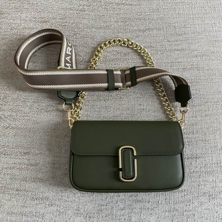 Marc Jacobs The J Marc Shoulder Bag in Olive Green Leather with Logo Strap