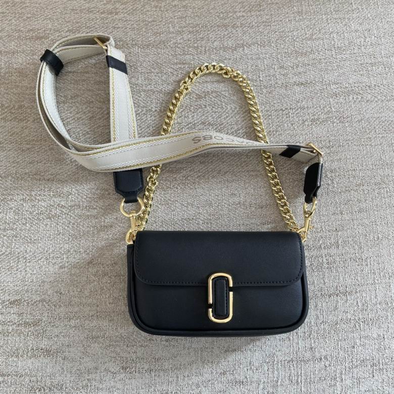 Marc Jacobs The J Marc Mini Shoulder Bag in Black Leather with Gold Chain