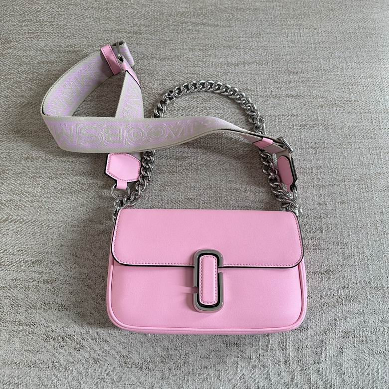 Marc Jacobs The J Marc Shoulder Bag in Pink Leather with Chain and Logo Strap