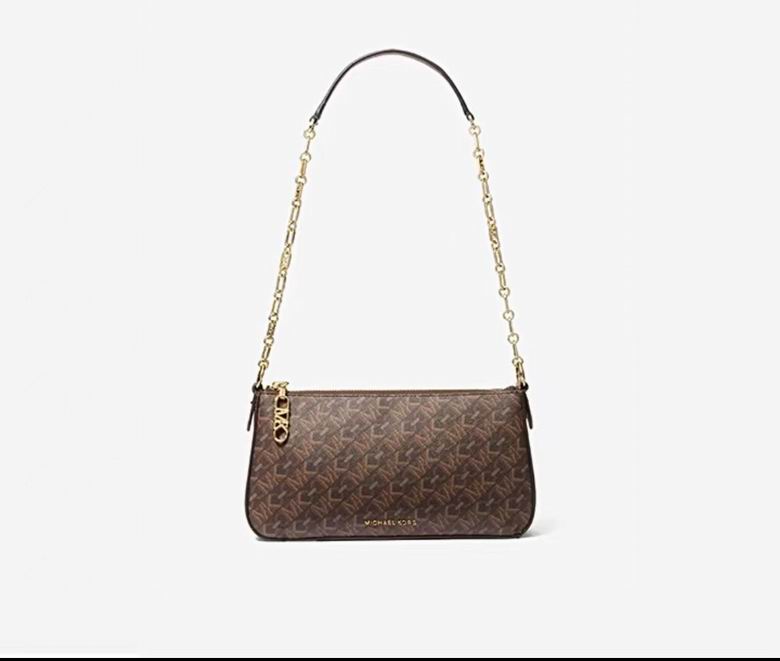 Michael Kors Empire Medium Chain Shoulder Bag in Brown Logo Print