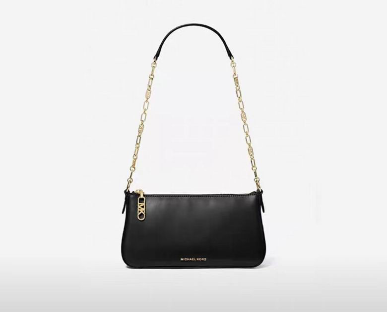 Michael Kors Empire Medium Chain Shoulder Pouch in Black Leather