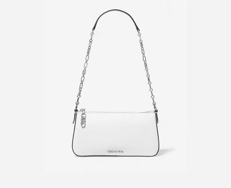 Michael Kors Empire Medium Chain Shoulder Bag in White Leather