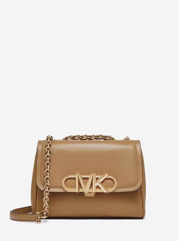 Michael Kors Parker Flap Shoulder Bag with Gold Chain Strap in Camel Leather