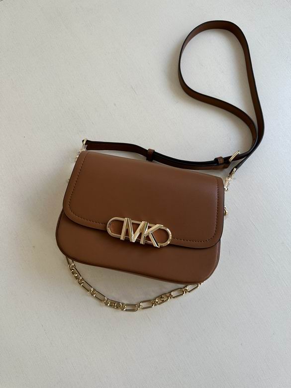 Michael Kors Parker Medium Shoulder Bag in Tan Brown Leather with Gold Logo