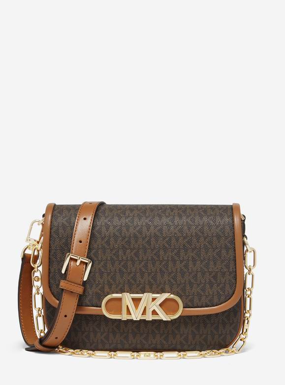 Michael Kors Parker Medium Shoulder Bag in Brown MK Signature Logo with Chain
