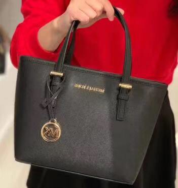 Michael Kors Jet Set Travel Small Top-Zip Tote Bag in Black Saffiano Leather