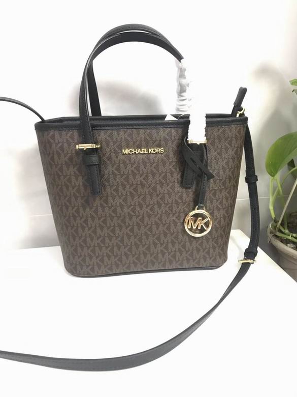 Michael Kors Jet Set Travel XS Carryall Tote in Brown Signature with Crossbody Strap