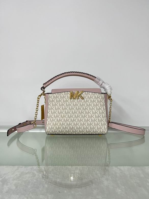 Michael Kors Karlie Small Top-Handle Crossbody Bag in Vanilla Logo and Blush Pink