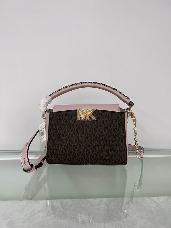 Michael Kors Karlie Small Top-Handle Crossbody Bag in Brown Logo and Blush Pink
