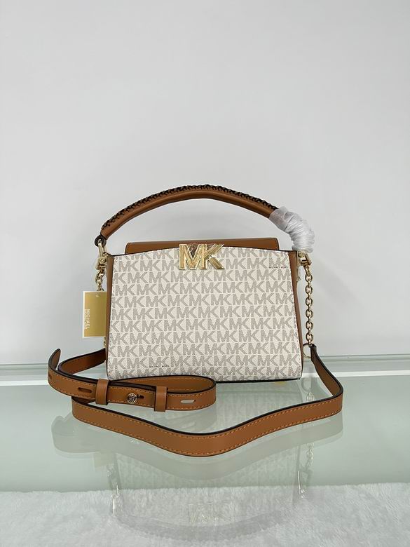 Michael Kors Karlie Small Top-Handle Crossbody in Vanilla Logo with Acorn Trim