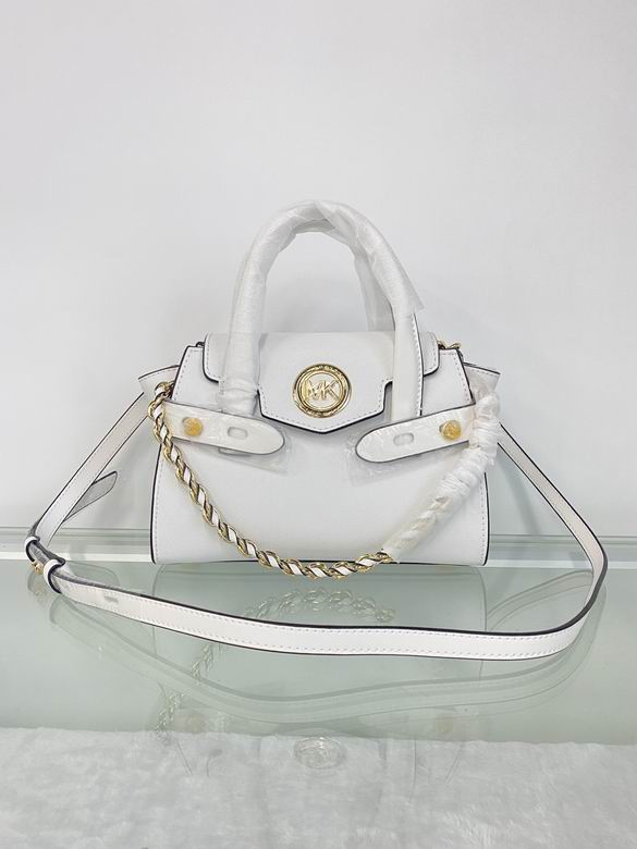 Michael Kors Carmen Extra-Small Satchel with Chain Detail in White Leather