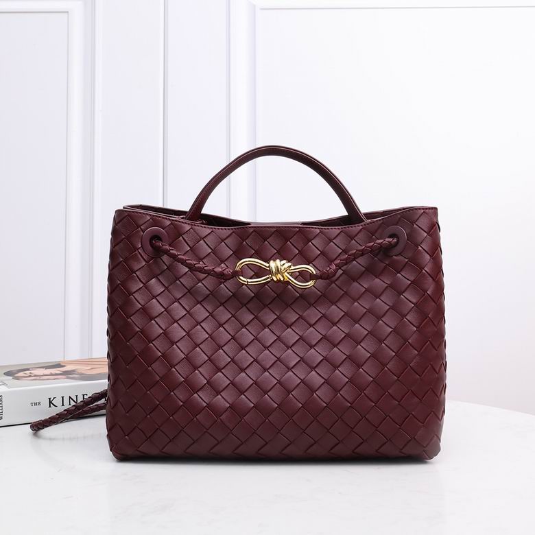Bottega Veneta Andiamo Medium Top-Handle Bag in Burgundy Intrecciato Leather