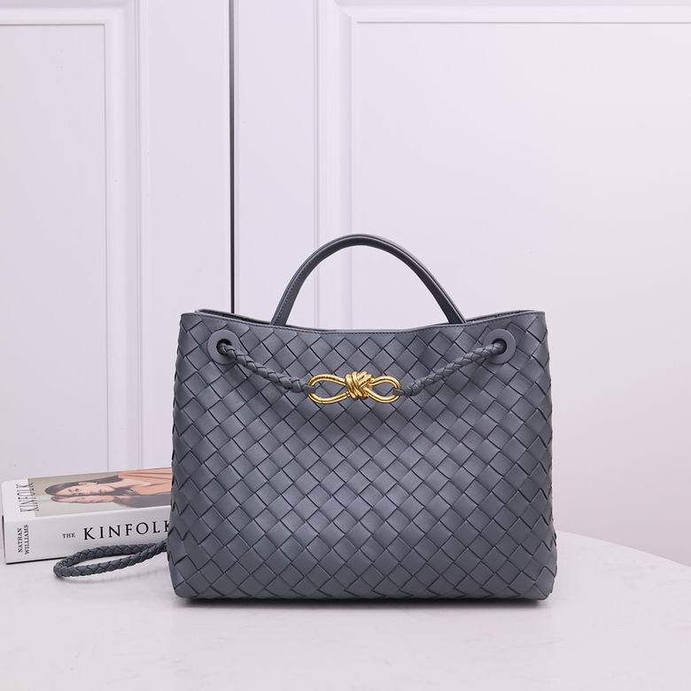 Bottega Veneta Andiamo Medium Top-Handle Bag in Slate Grey Intrecciato Leather