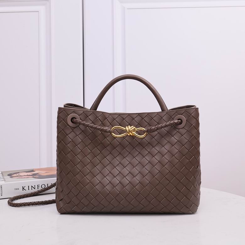 Bottega Veneta Andiamo Medium Top-Handle Bag in Taupe Intrecciato Leather
