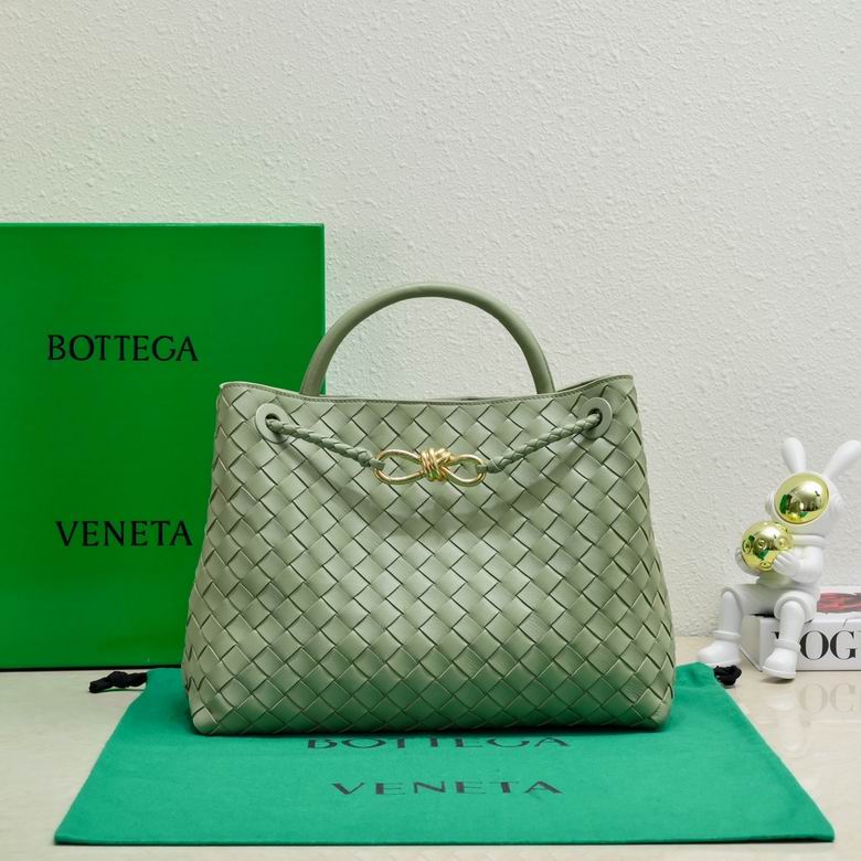Bottega Veneta Andiamo Medium Top-Handle Bag in Sage Green Intrecciato Leather