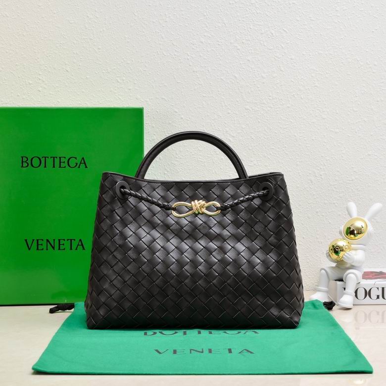 Bottega Veneta Andiamo Medium Top-Handle Bag in Black Intrecciato Leather