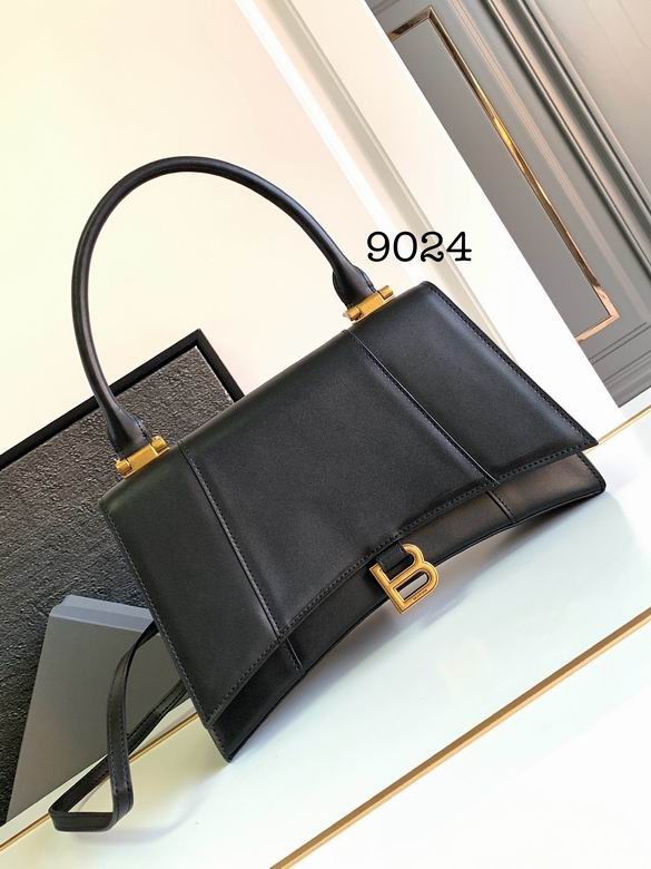 Balenciaga Hourglass Small Top-Handle Bag in Black Smooth Leather