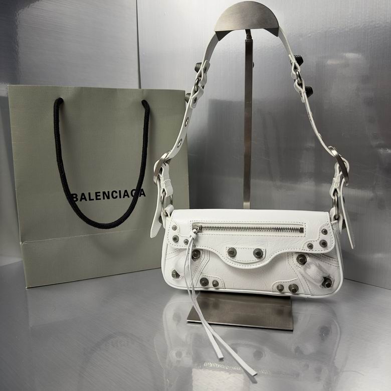 Balenciaga Le Cagole XS Sling Shoulder Bag in White Leather with Studs