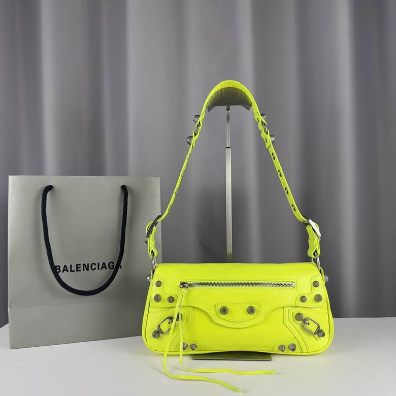 Balenciaga Le Cagole Small Shoulder Bag in Neon Yellow Leather