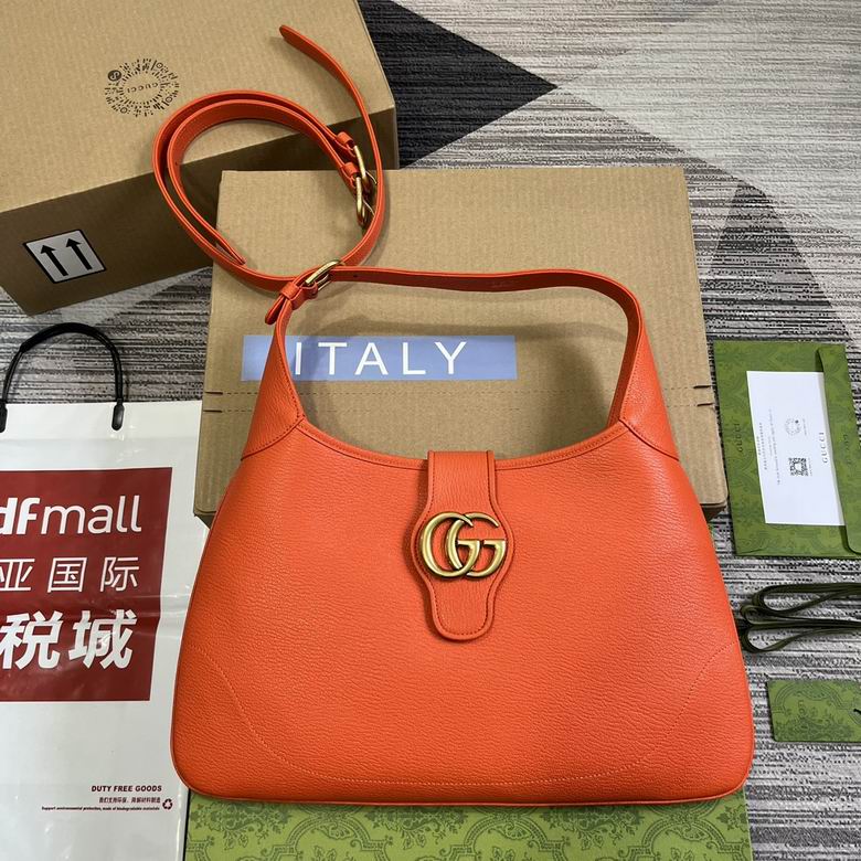 Gucci Aphrodite Large Shoulder Bag in Orange Leather with Double G