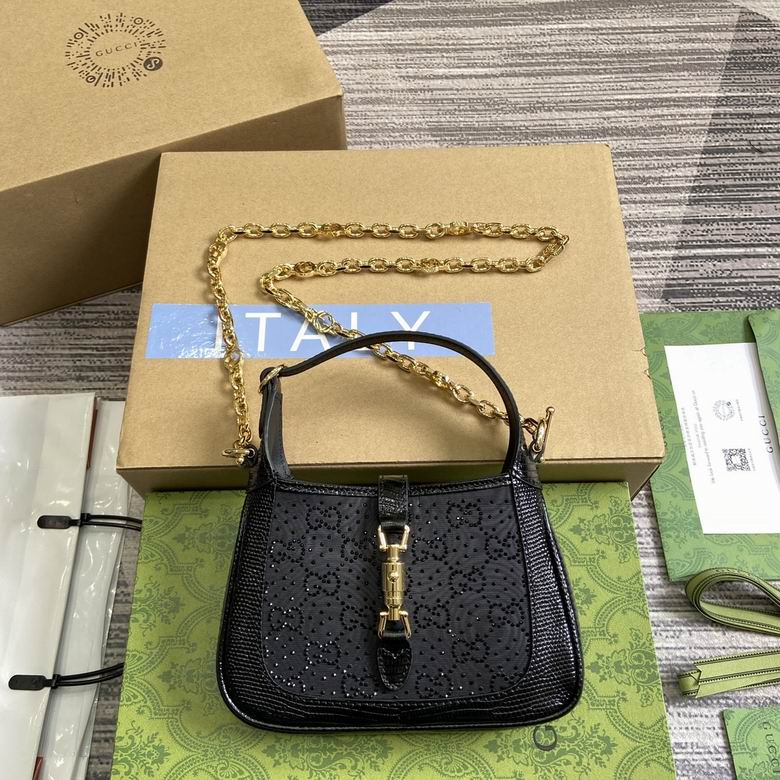 Gucci Jackie 1961 Mini Bag with Crystal GG Motif in Black