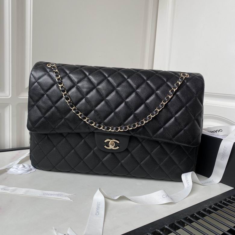 Chanel XXL Classic Flap Travel Bag in Black Quilted Leather with Gold Hardware
