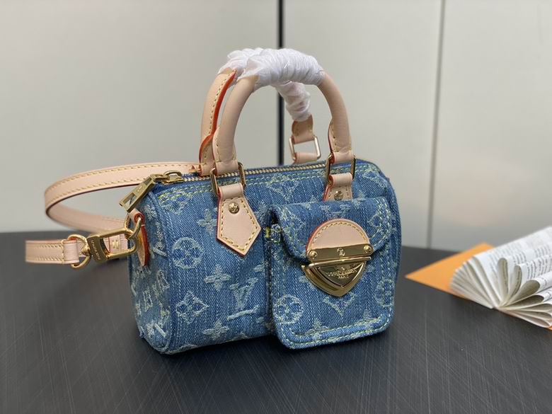 Louis Vuitton Nano Speedy Top-Handle Bag in Blue Monogram Denim with Pocket