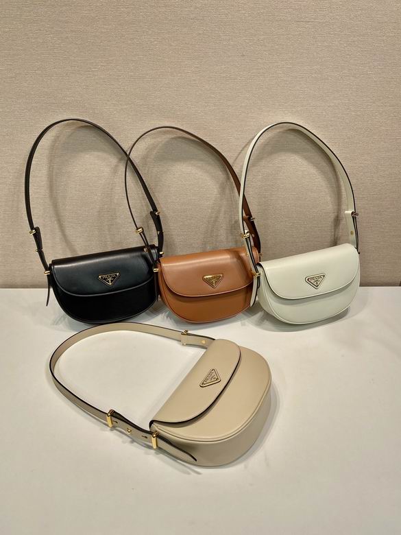 Prada Arqué Small Shoulder Bag in Smooth Leather with Triangle Logo