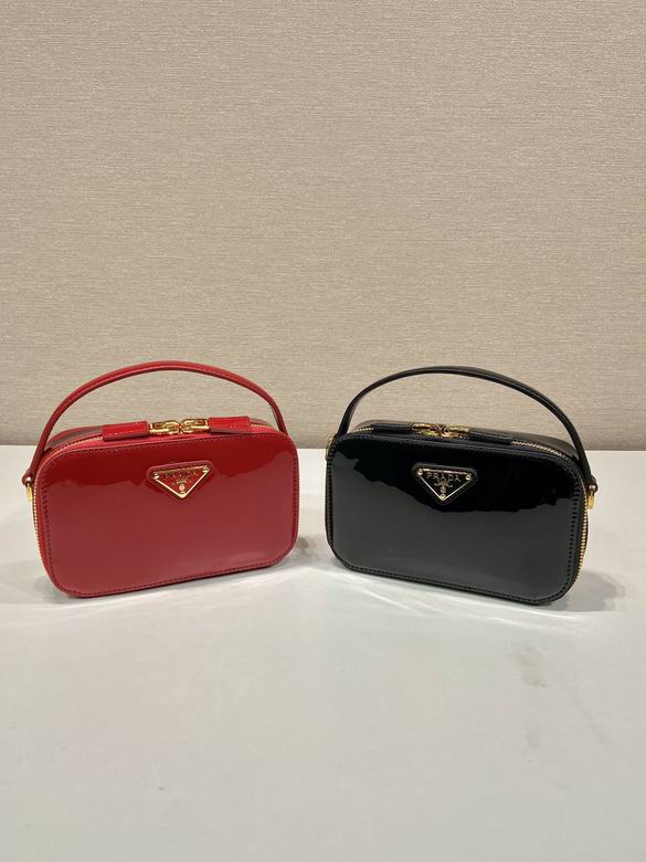 Prada Odette Mini Top-Handle Bag in Red or Black Patent Leather
