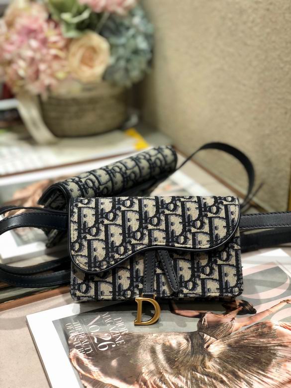 Christian Dior Saddle Belt Bag in Navy Blue Oblique Jacquard